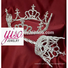 Ornamento de cabelo cristal tiara princesa e conjunto de varinha